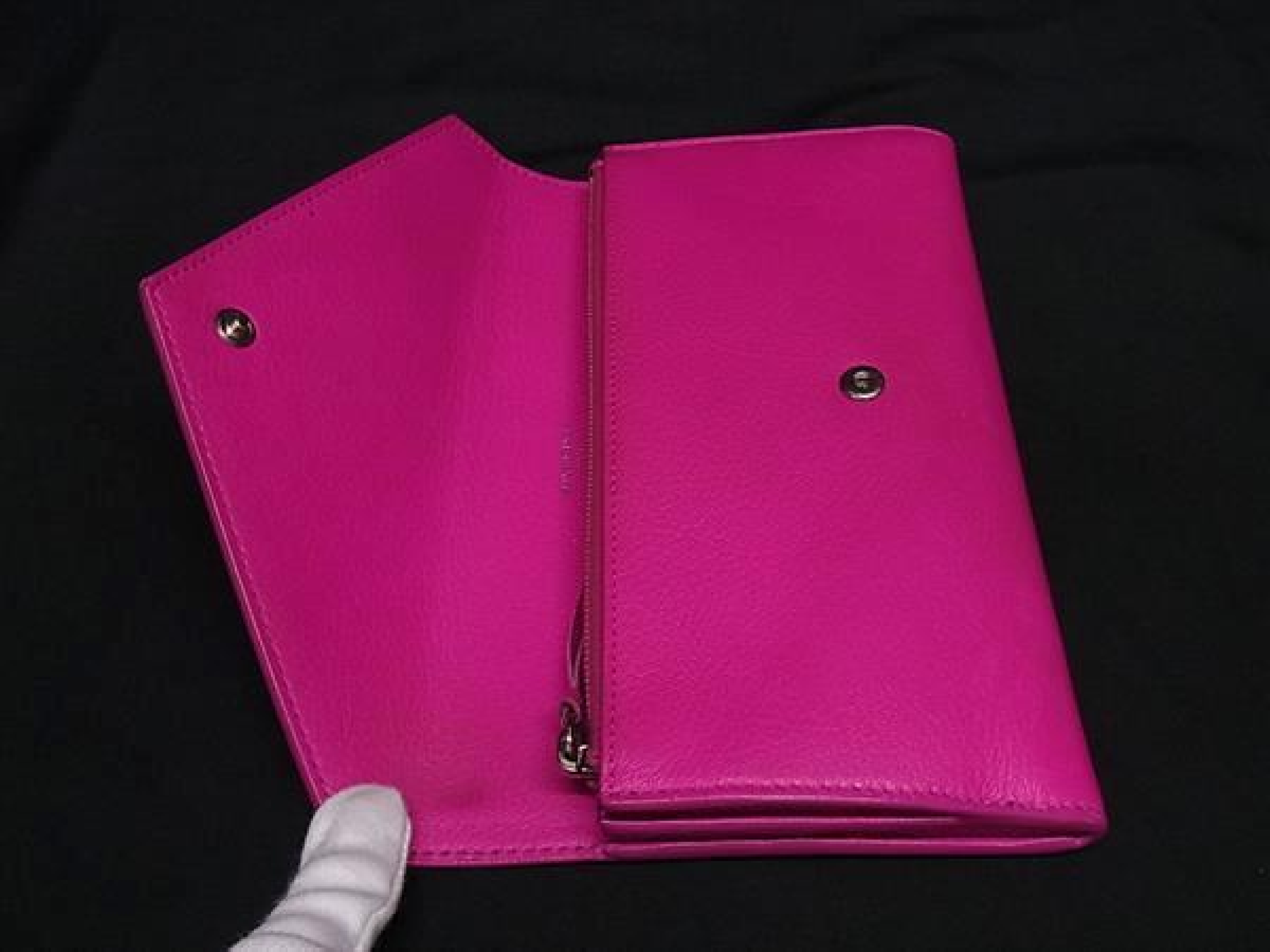 499207 Paper Leather Bi-fold Long Wallet, Billfold, Coin Purse, Women's, Magenta Pink (FY3038) — view 3