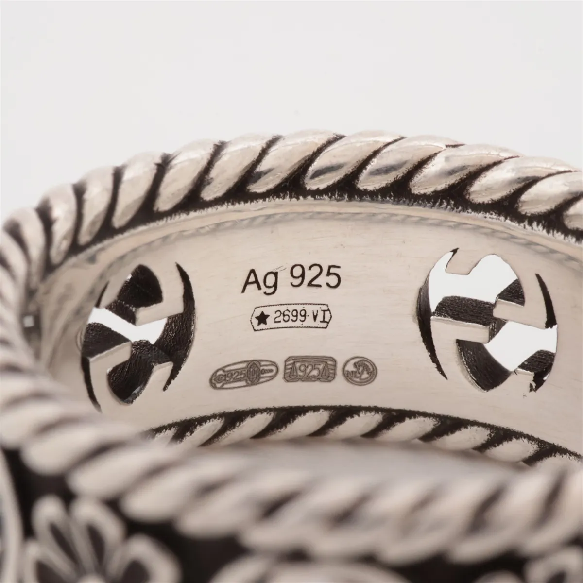 Interlocking G Flower Ring 12 925 5.9g Silver — view 3