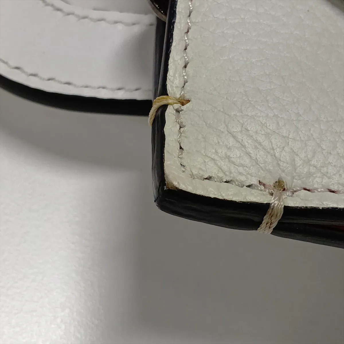 Spike Stud Trick Track Leather 2-Way Handbag, White — view 13