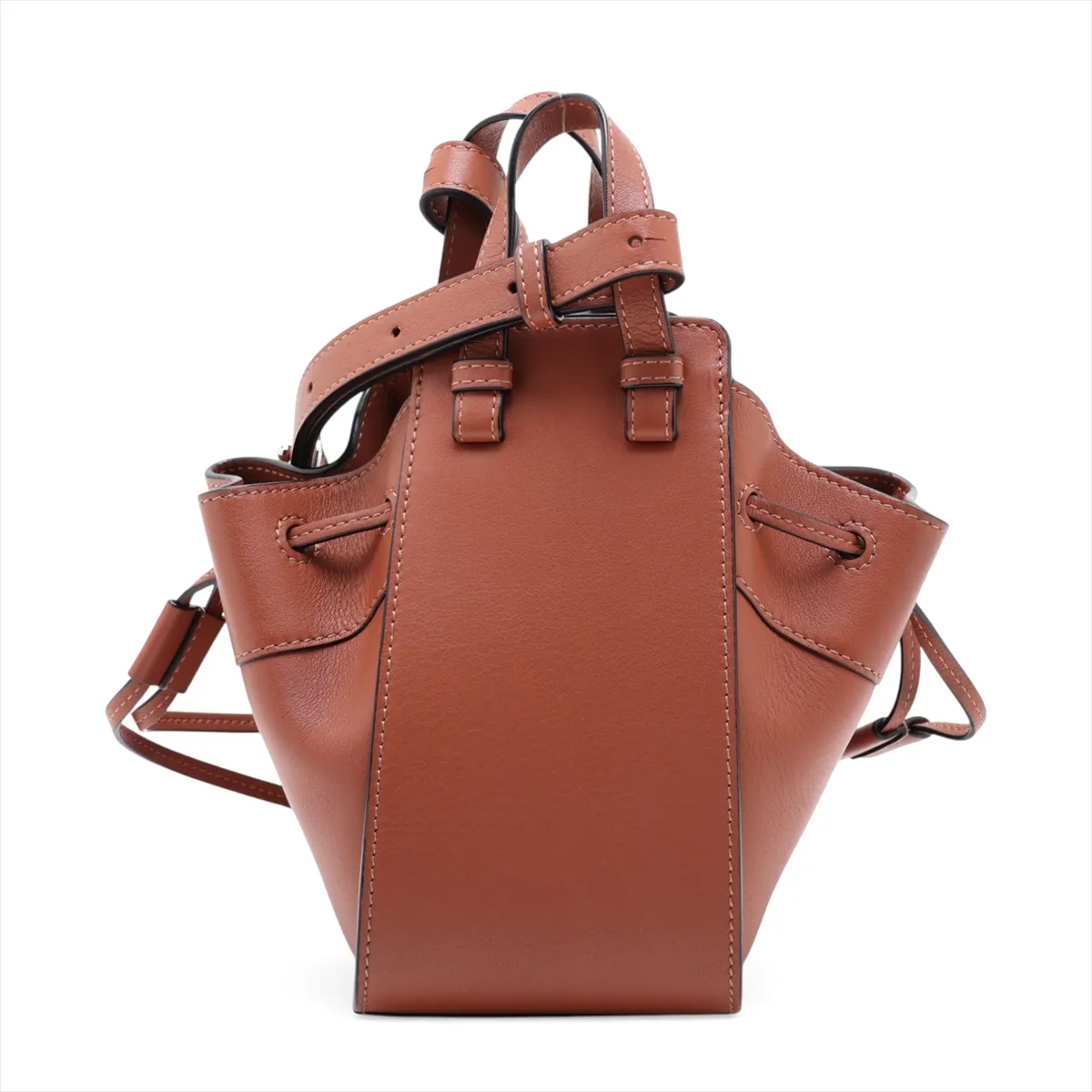 Hammock Drawstring Mini Leather 2-Way Shoulder Bag, Brown — view 2
