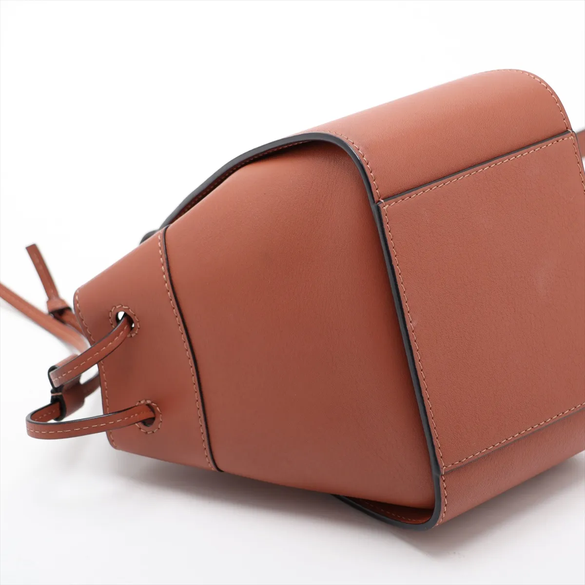 Hammock Drawstring Mini Leather 2-Way Shoulder Bag, Brown — view 4