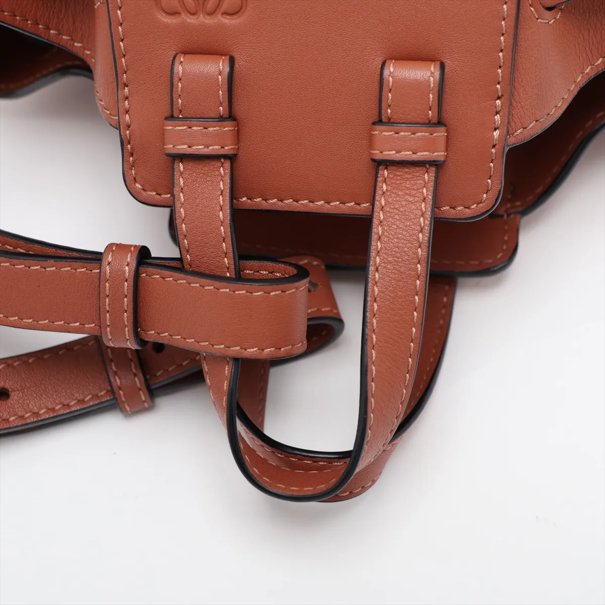 Hammock Drawstring Mini Leather 2-Way Shoulder Bag, Brown — view 5
