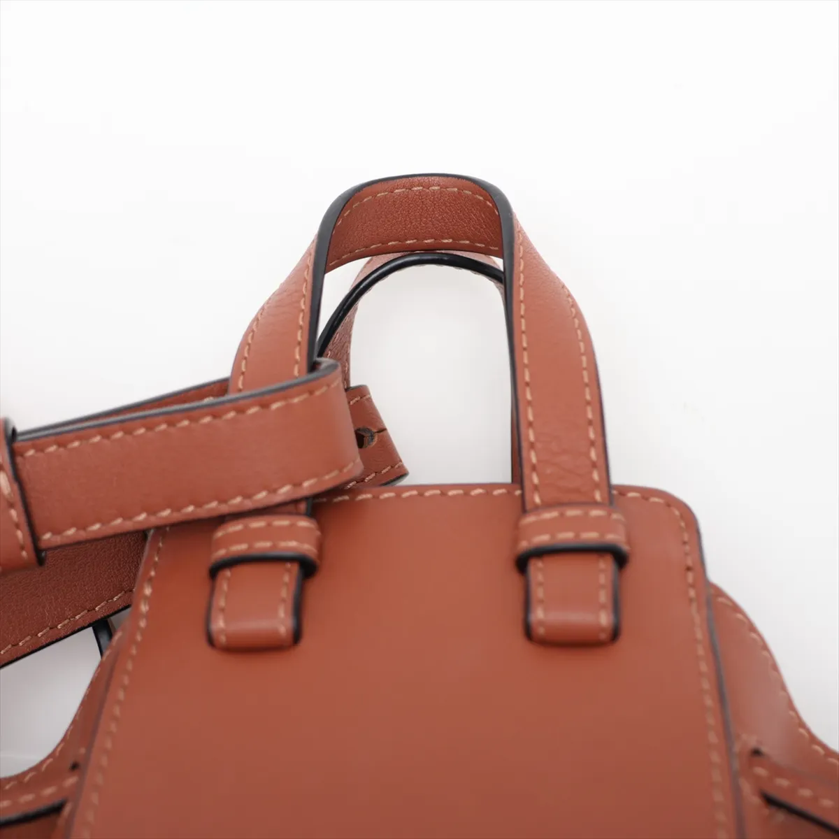 Hammock Drawstring Mini Leather 2-Way Shoulder Bag, Brown — view 6