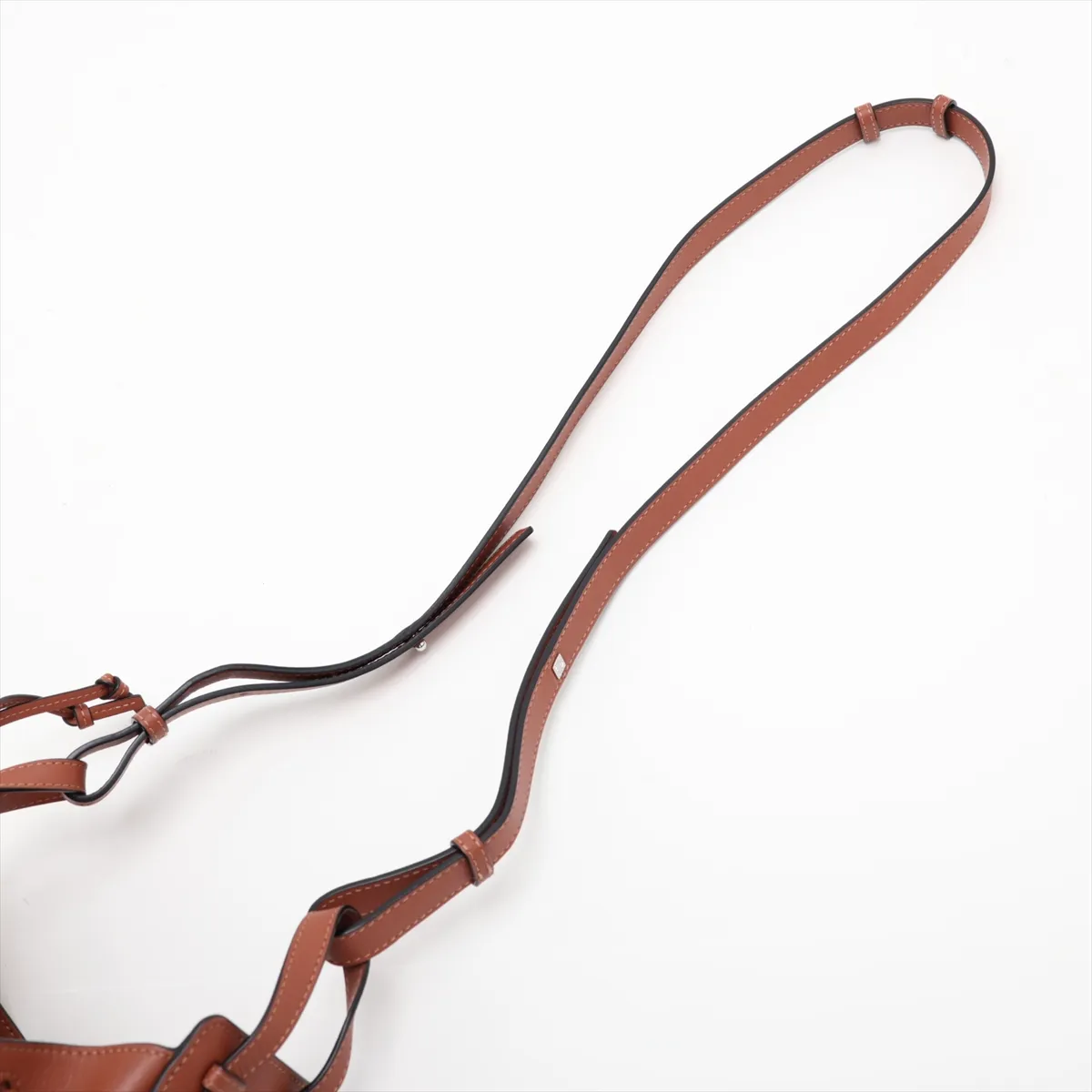 Hammock Drawstring Mini Leather 2-Way Shoulder Bag, Brown — view 7