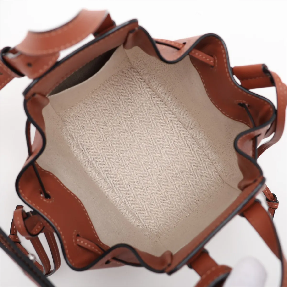 Hammock Drawstring Mini Leather 2-Way Shoulder Bag, Brown — view 8