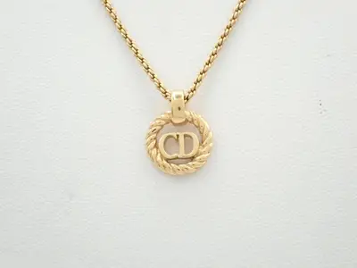 Necklace, CD logo, twisted circle, GP (Gold Plated), maximum length 44.8 cm