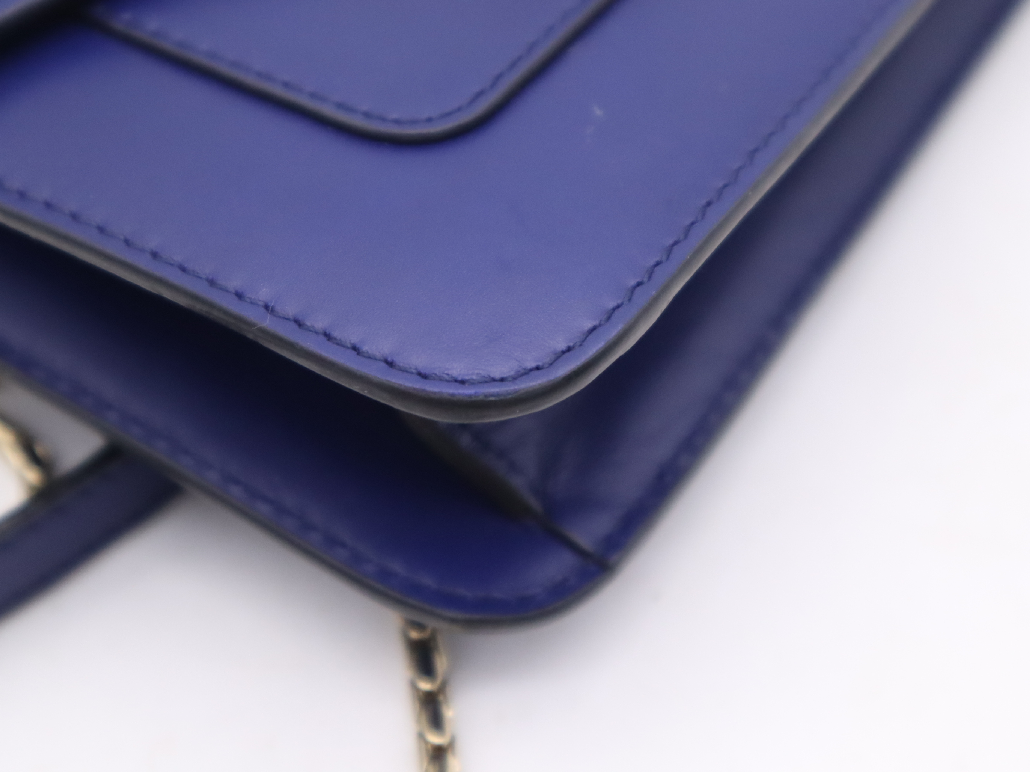 Leather Serpenti Forever Chain Shoulder Bag, Blue Shoulder Bag — view 11