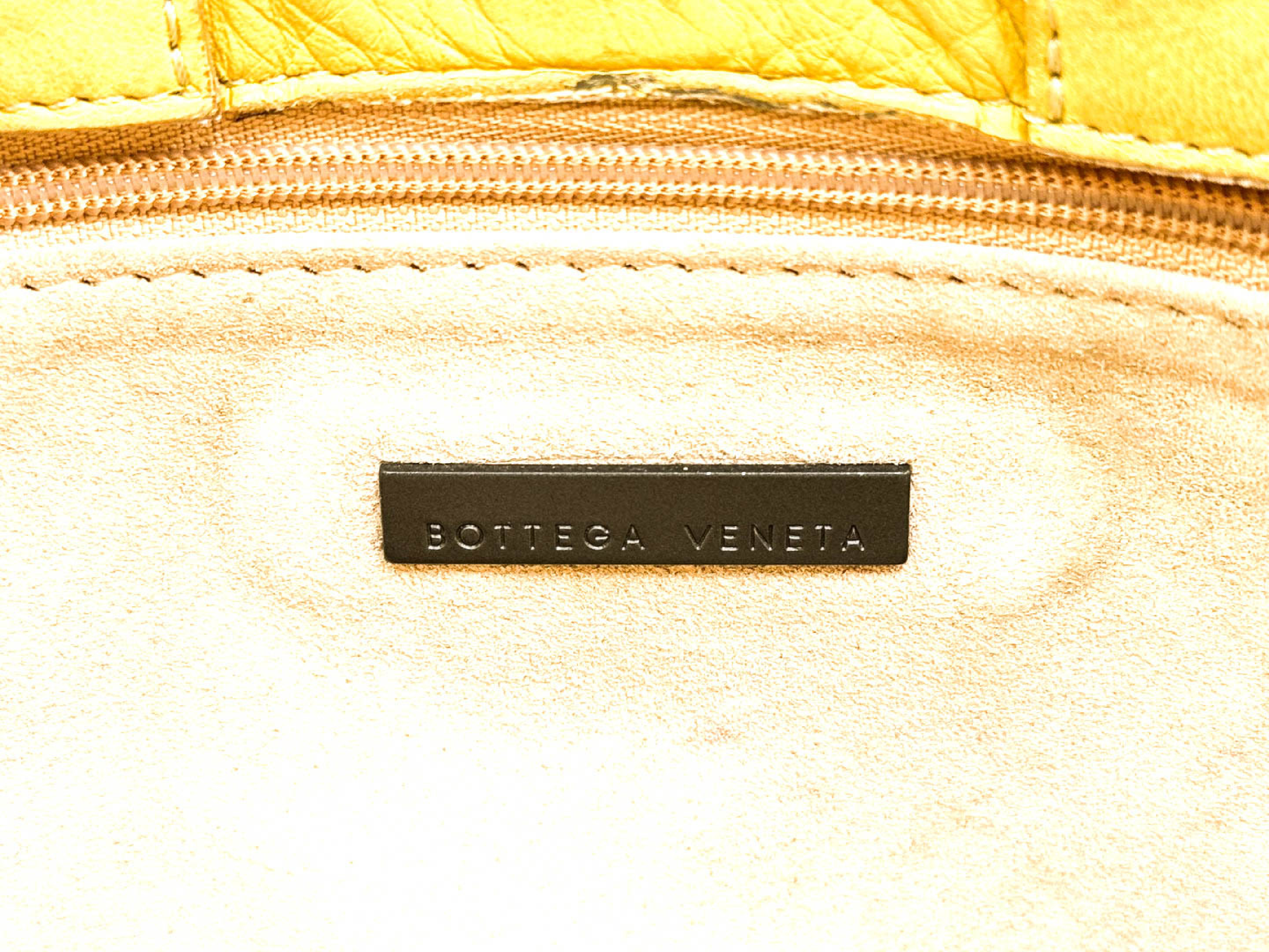 Intrecciato Yellow Leather Shoulder Bag — view 10