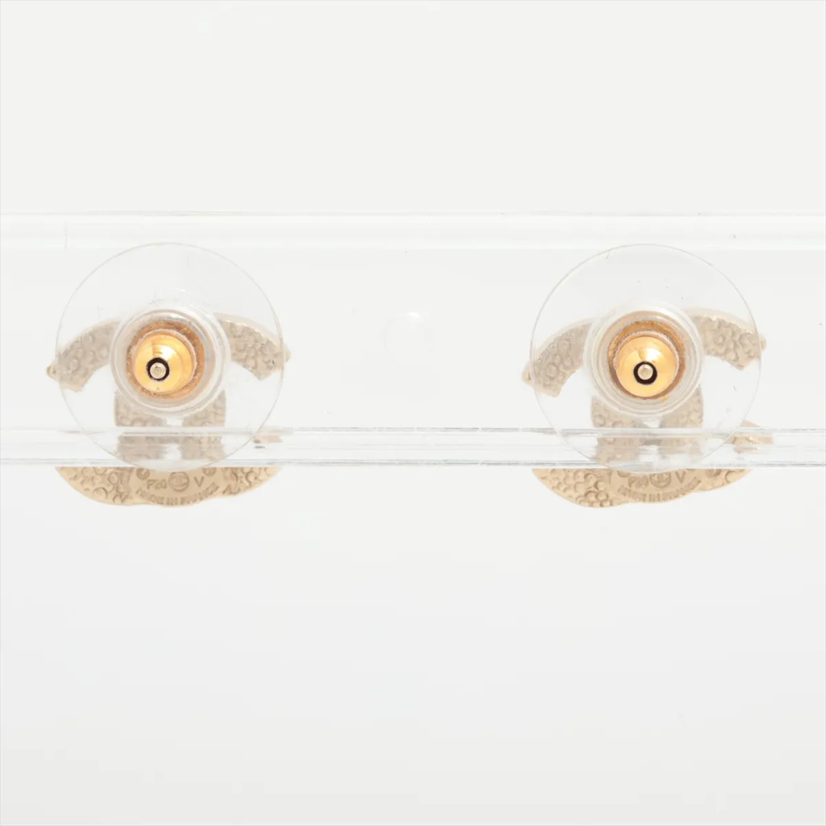 Coco Mark P20V Earrings (Pair) GP x Rhinestone Champagne Gold. Shows signs of wear including — view 2