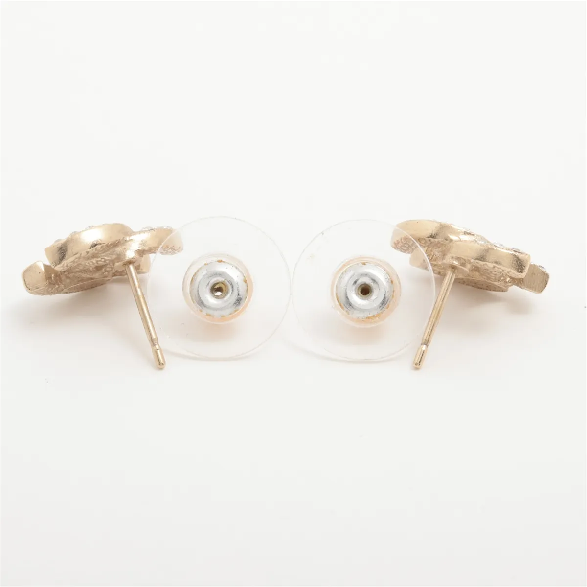 Coco Mark P20V Earrings (Pair) GP x Rhinestone Champagne Gold. Shows signs of wear including — view 4