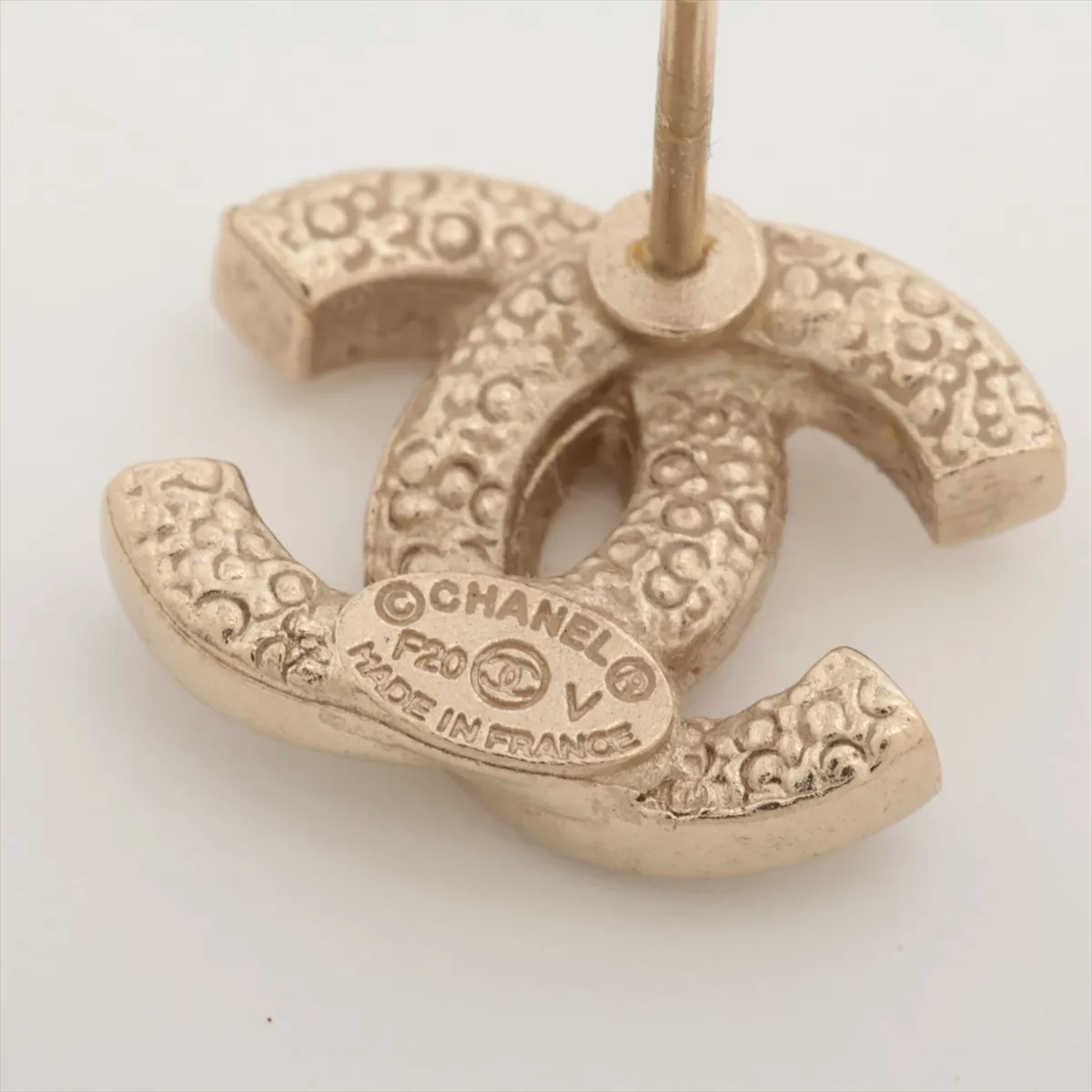 Coco Mark P20V Earrings (Pair) GP x Rhinestone Champagne Gold. Shows signs of wear including — view 5