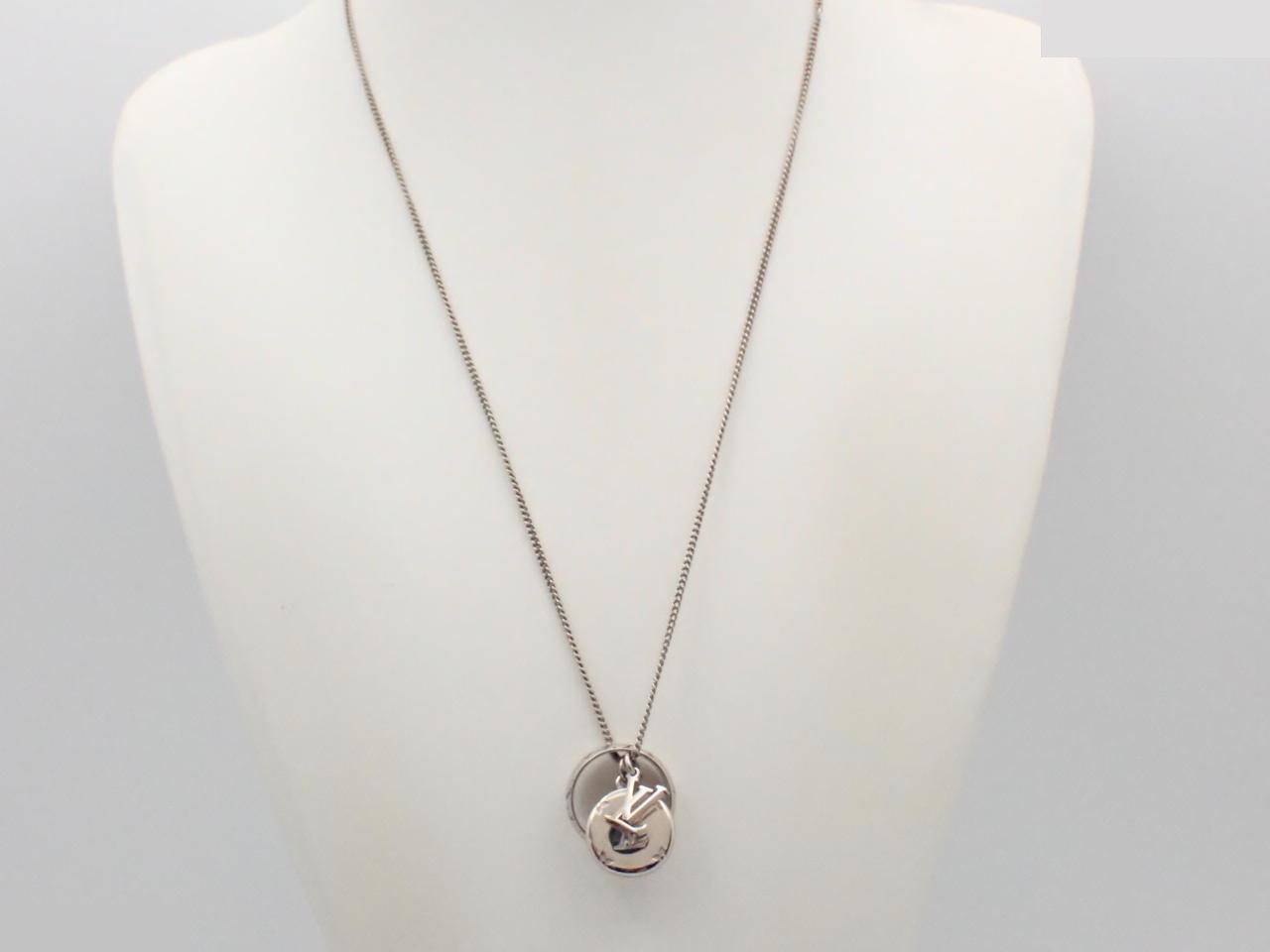Ring necklace, monogram, metal, silver, chain approximately 60cm — view 3