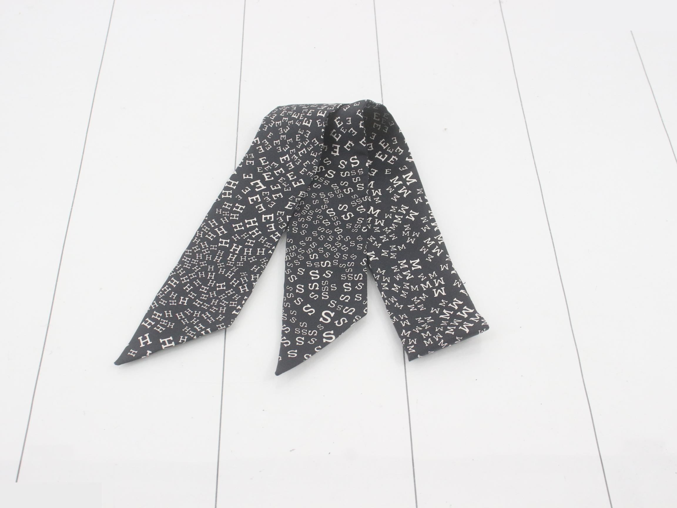 Alphabet logo twilly scarf, white x black — view 2