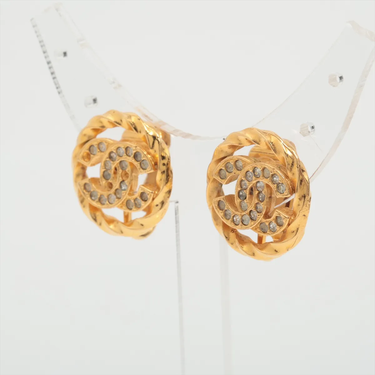 Circle Coco 2137 Earrings (for both ears) GP x Rhinestone Gold — view 3