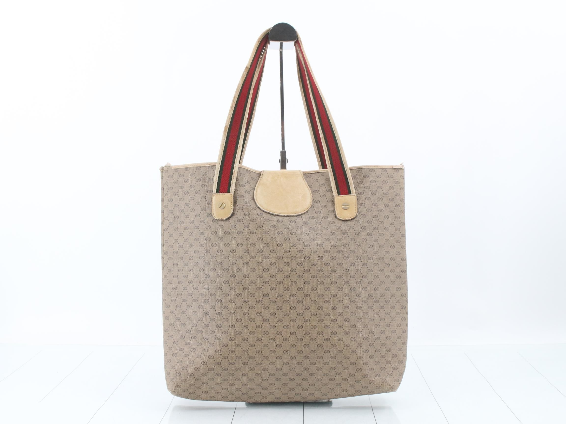 Tote bag, PVC/leather, beige/ivory, Old Gucci — view 2