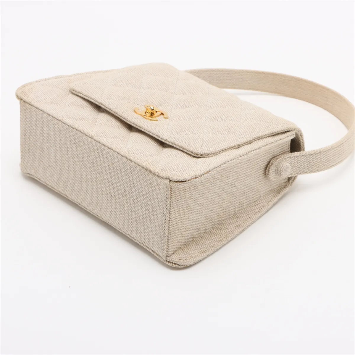 Matelasse canvas handbag beige gold hardware 5277238 5th series — view 3