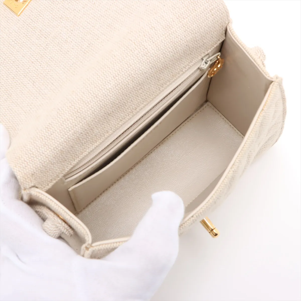 Matelasse canvas handbag beige gold hardware 5277238 5th series — view 7