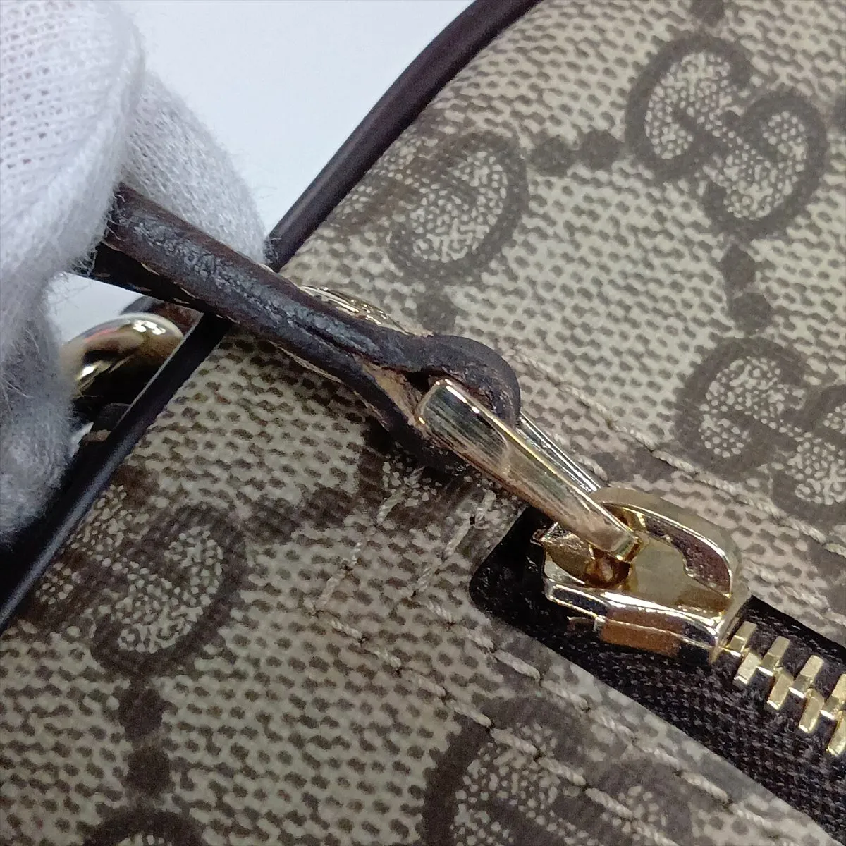 GG Supreme 201448 PVC x Leather Shoulder Bag, Beige x Brown — view 11