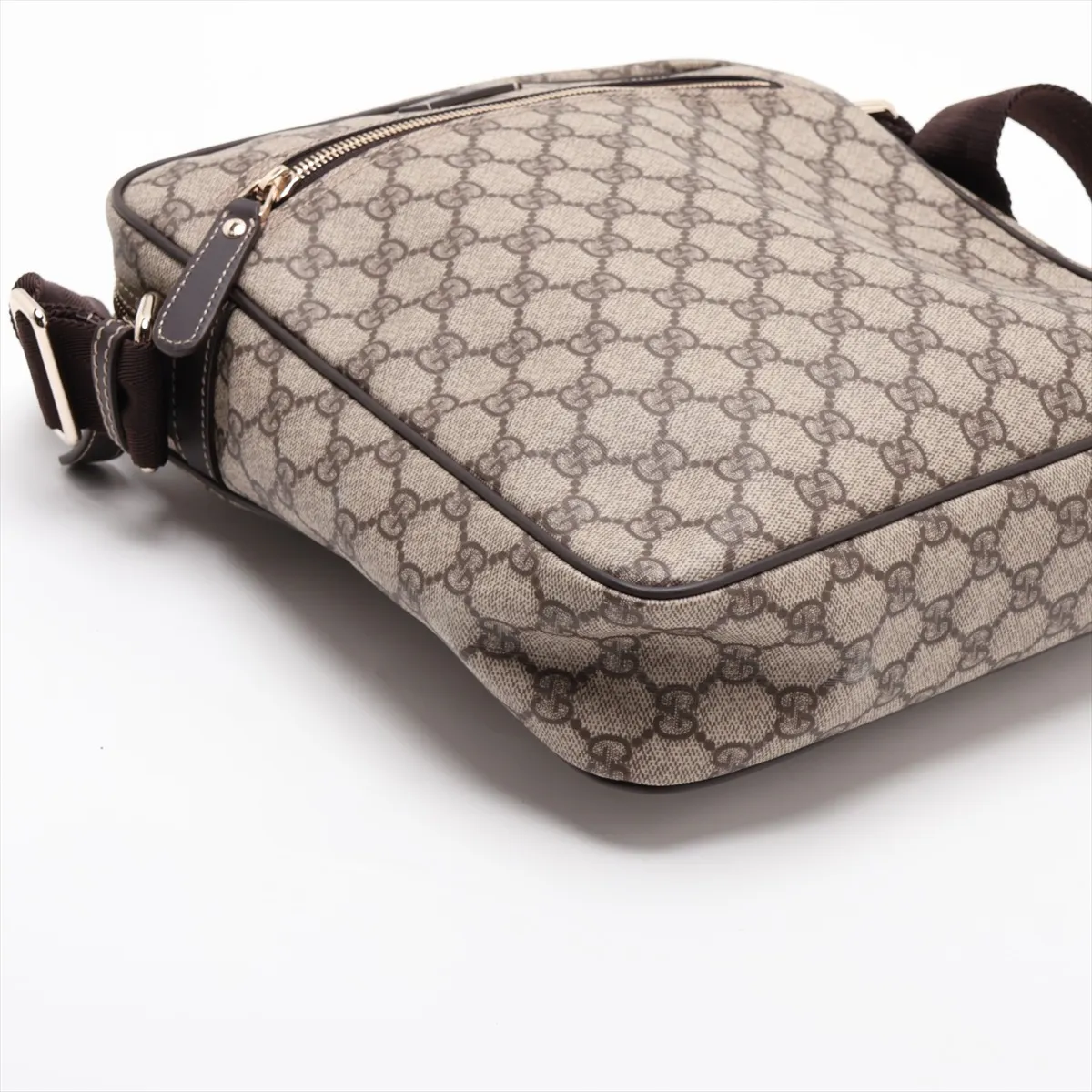 GG Supreme 201448 PVC x Leather Shoulder Bag, Beige x Brown — view 4