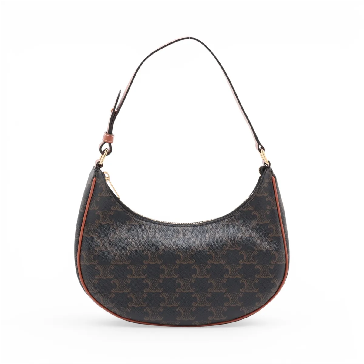 Triomphe Ava PVC x Leather Shoulder Bag, Brown