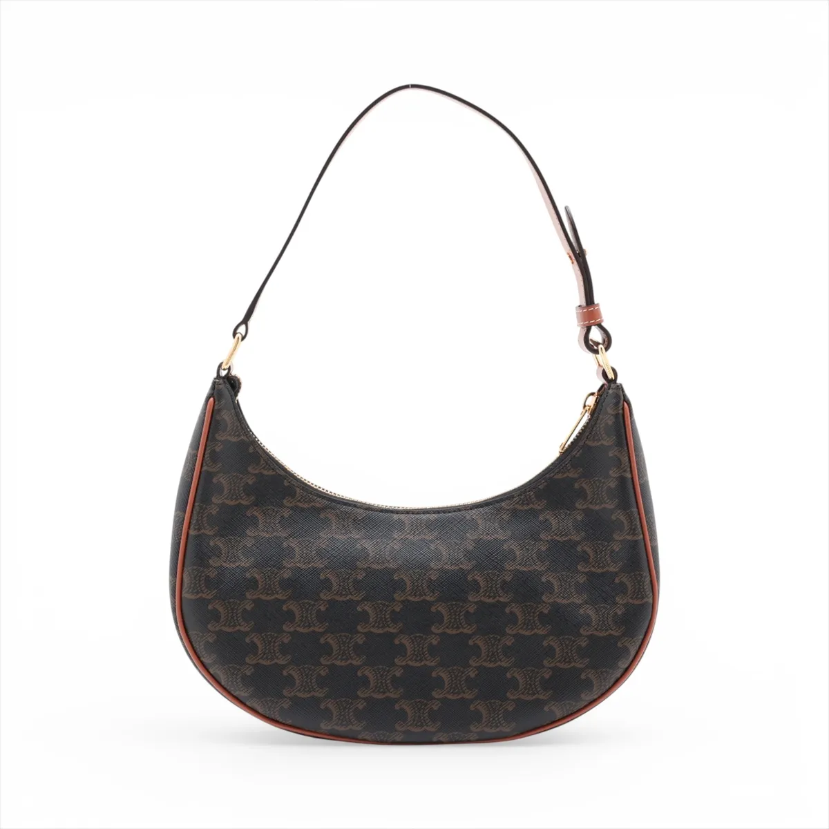 Triomphe Ava PVC x Leather Shoulder Bag, Brown — view 2