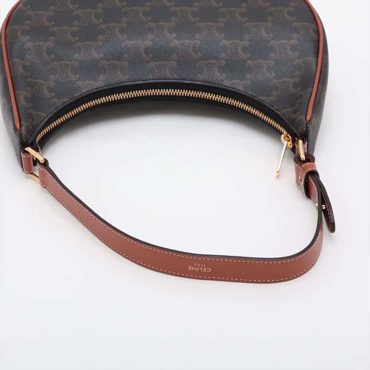 Triomphe Ava PVC x Leather Shoulder Bag, Brown — view 5