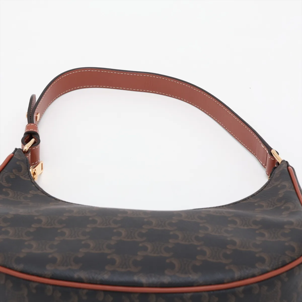 Triomphe Ava PVC x Leather Shoulder Bag, Brown — view 6
