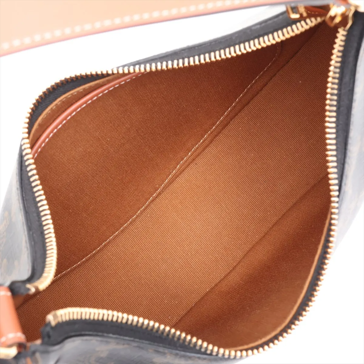 Triomphe Ava PVC x Leather Shoulder Bag, Brown — view 7
