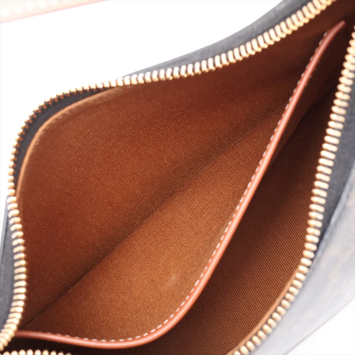 Triomphe Ava PVC x Leather Shoulder Bag, Brown — view 8