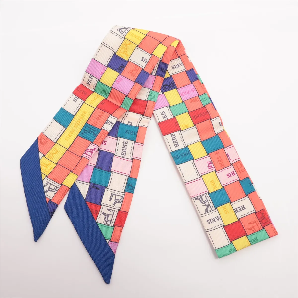 Twilly Bolduc check scarf, silk, multicolor, some wear and