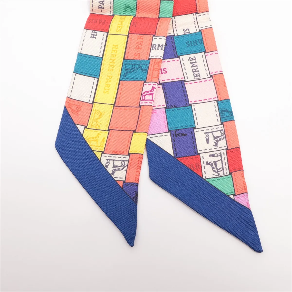 Twilly Bolduc check scarf, silk, multicolor, some wear and — view 2