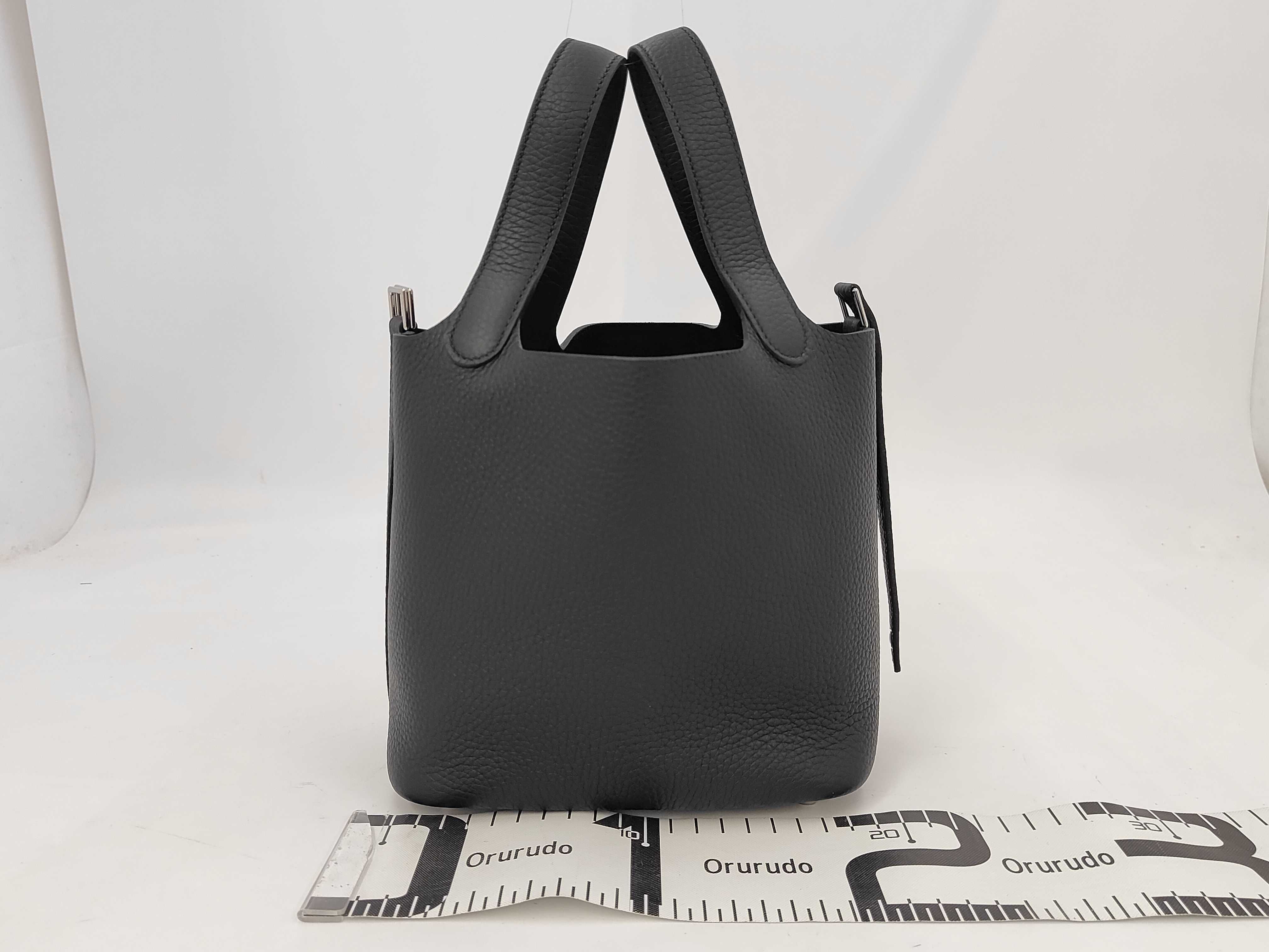 Unused Hermes Picotin Lock PM/Black Taurillon Leather Handbag with Silver Hardware — view 2