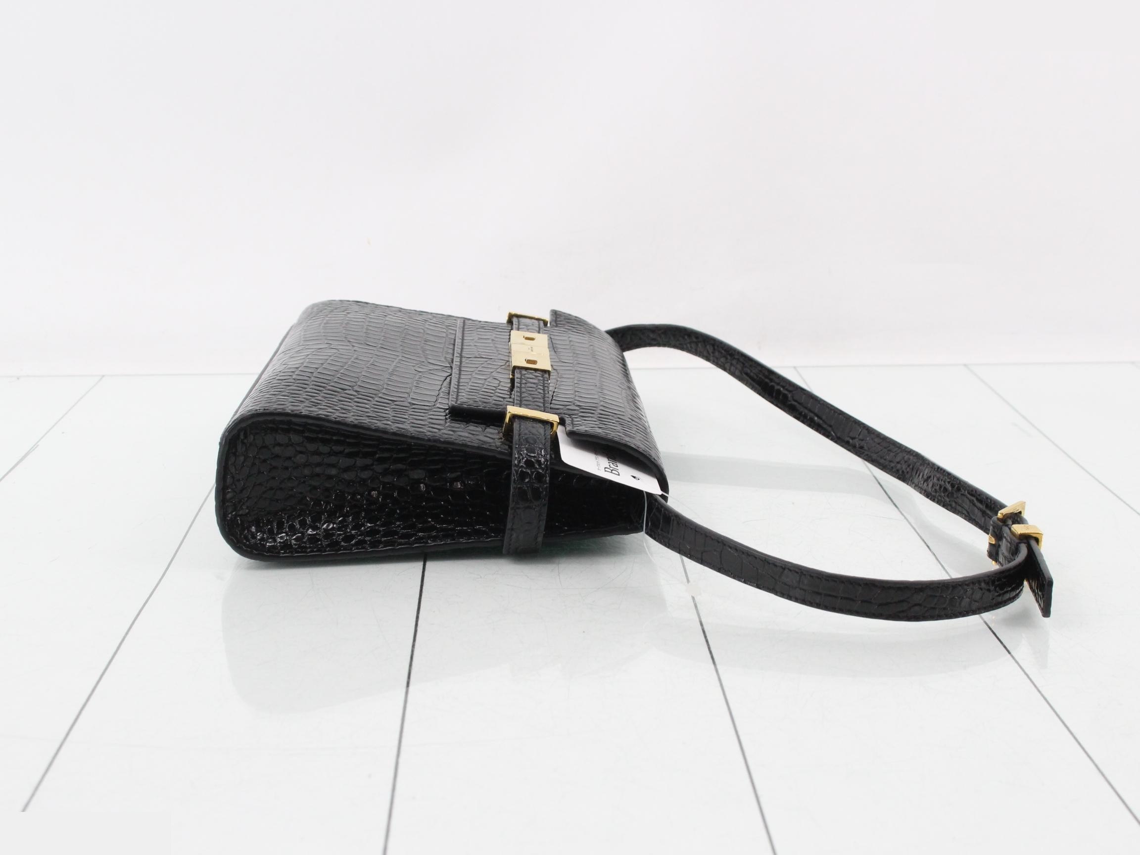 Manhattan Crocodile Embossed Leather Shoulder Bag — view 3