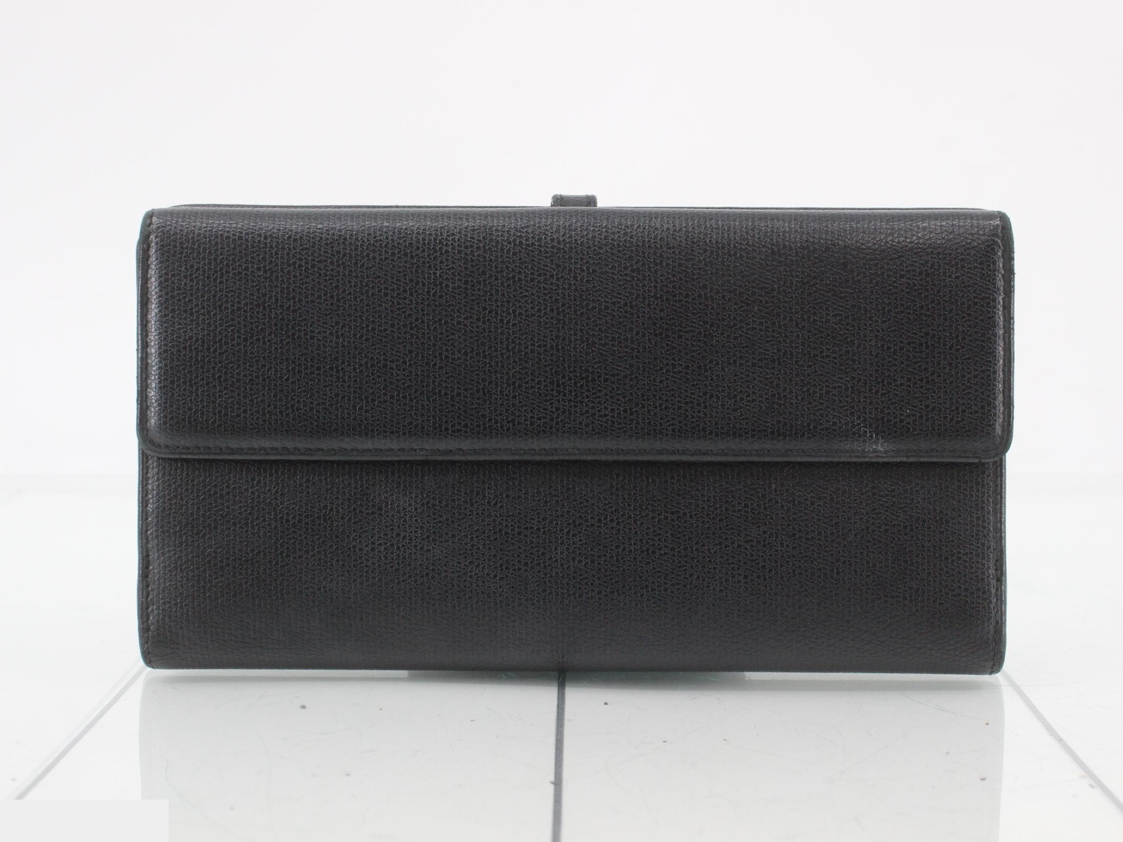 Coco Button Leather Bifold Long Wallet Black — view 2