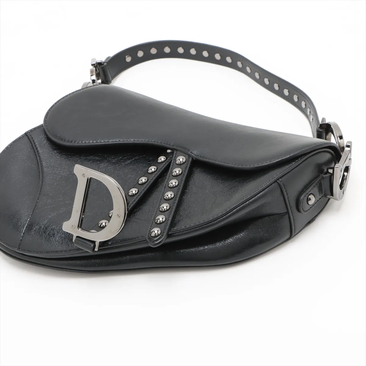 Saddle Bag Leather x Studded Shoulder Bag Black — view 3