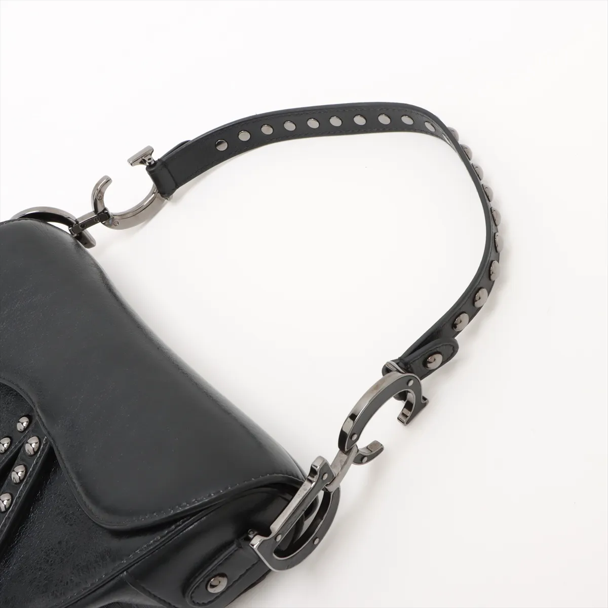 Saddle Bag Leather x Studded Shoulder Bag Black — view 5