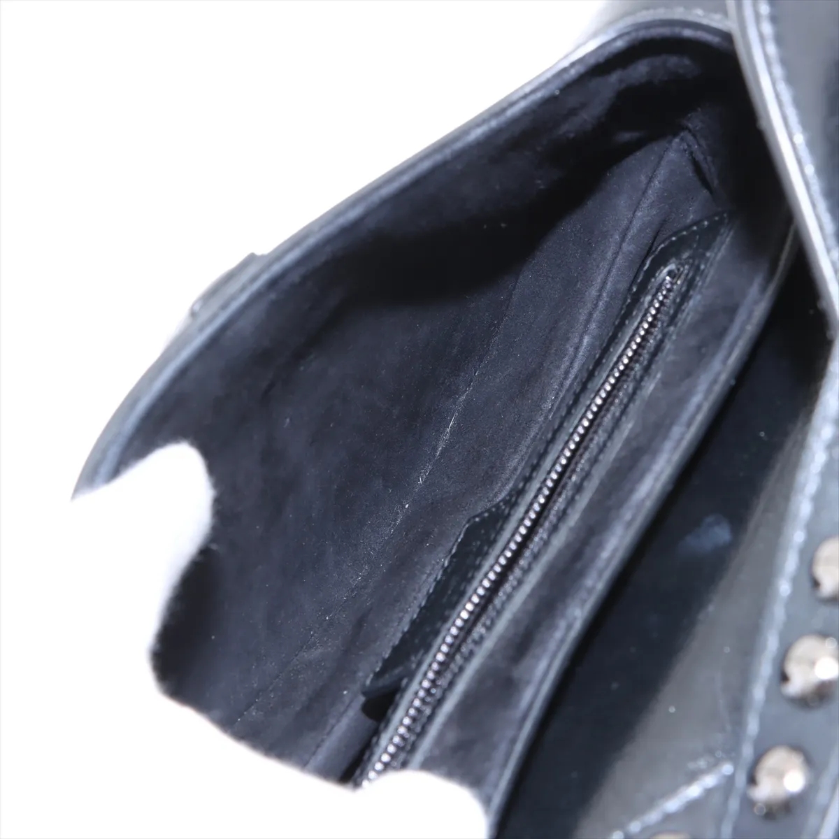 Saddle Bag Leather x Studded Shoulder Bag Black — view 7