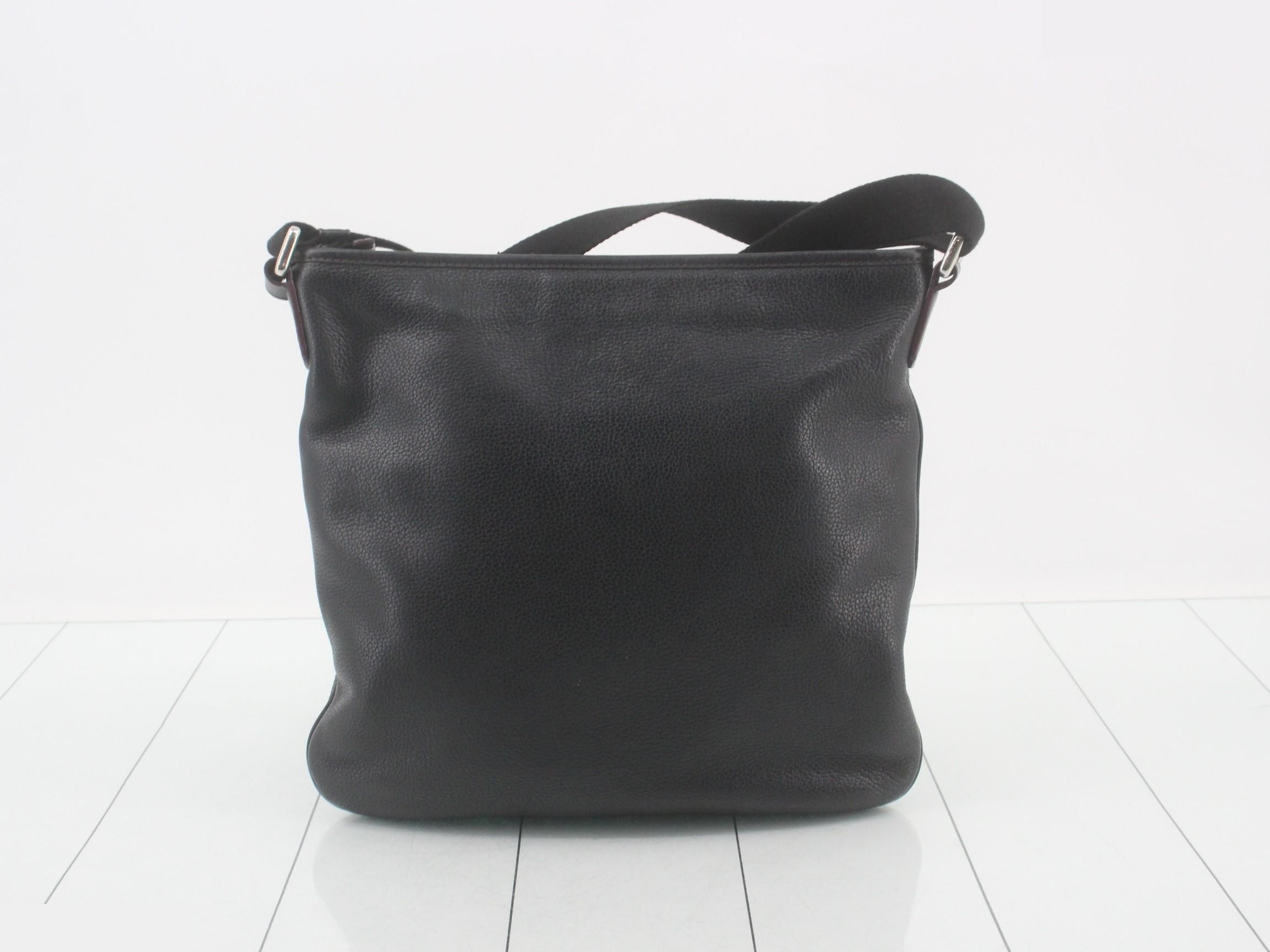 Anagram Shoulder Bag, Leather, Black — view 2