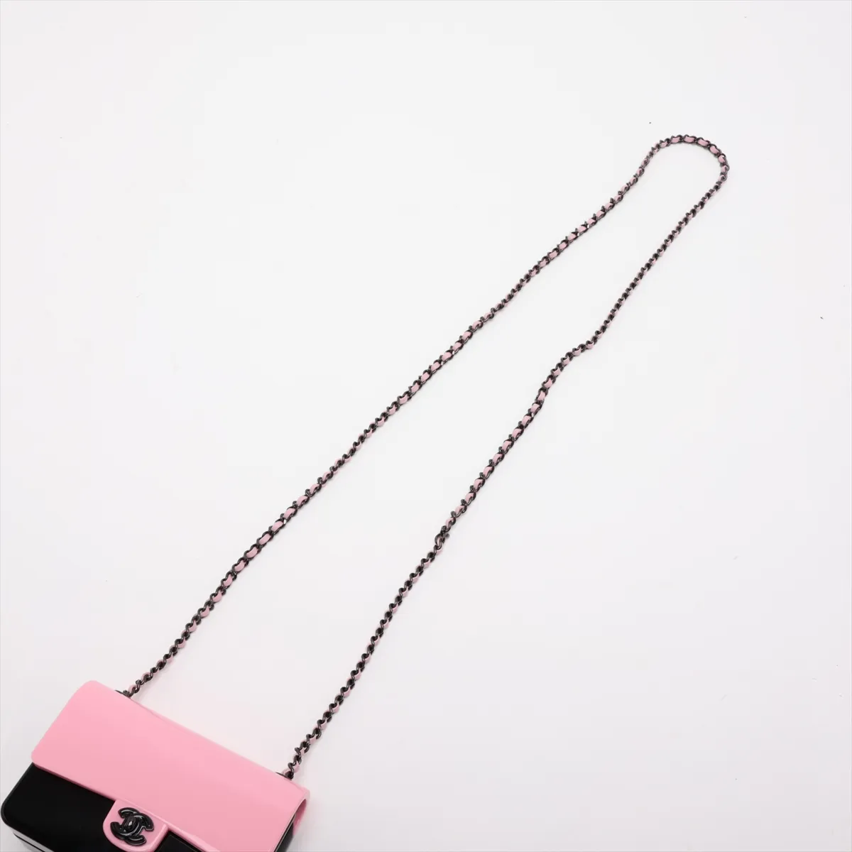 Mini Evening Plexiglass x Leather Chain Shoulder Bag, Coco Mark, Black x Pink, Black Hardware, LUK101X7, Random Plate, AS2534 — view 5