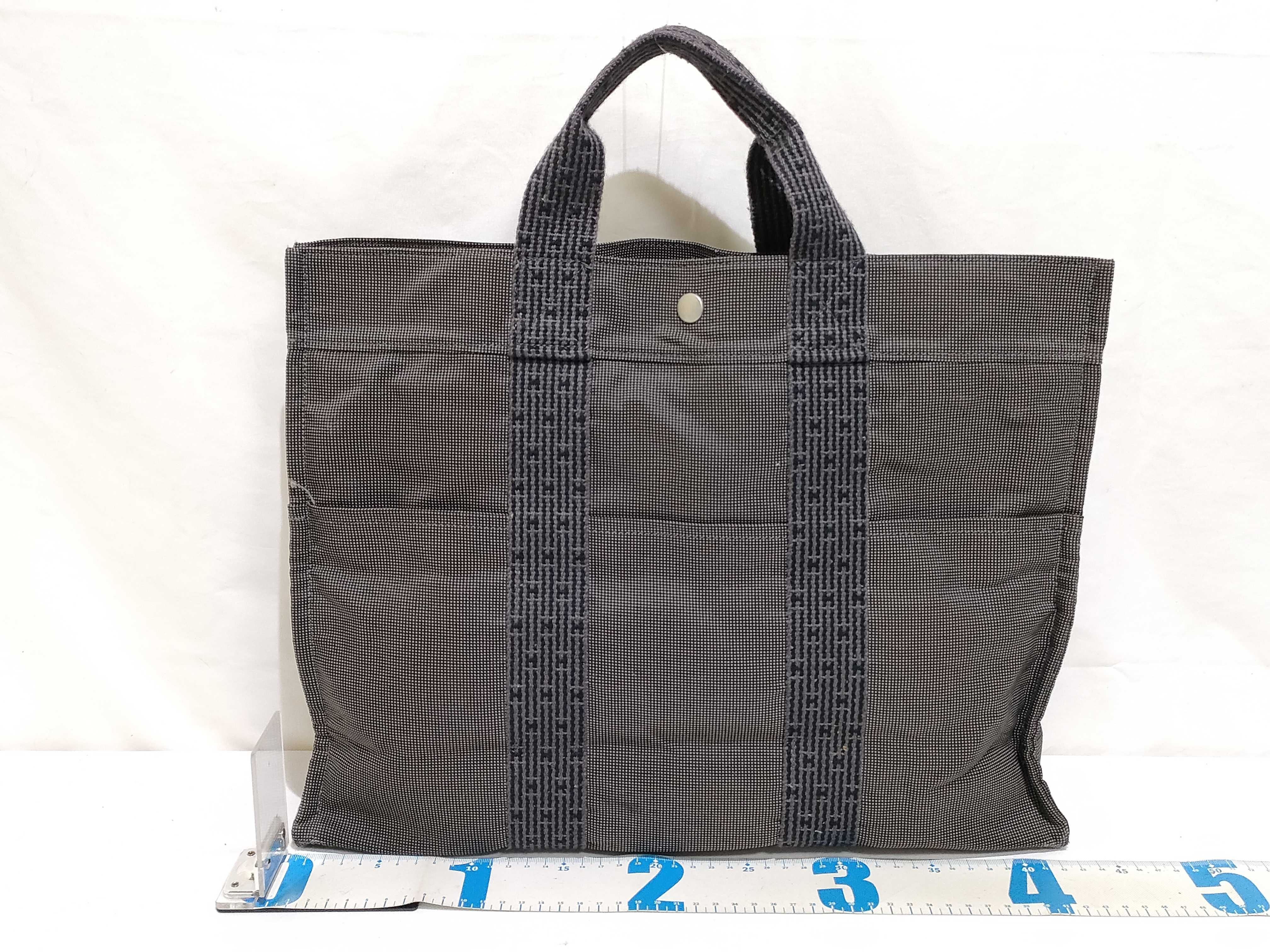 Herline MM Canvas Tote Bag, Gray, Silver Hardware. — view 2