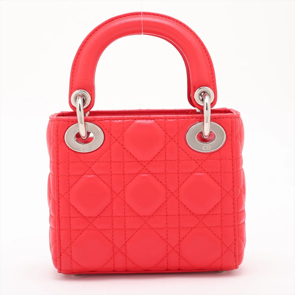 Cannage Lady Dior Mini Leather 2-Way Handbag, Red — view 2