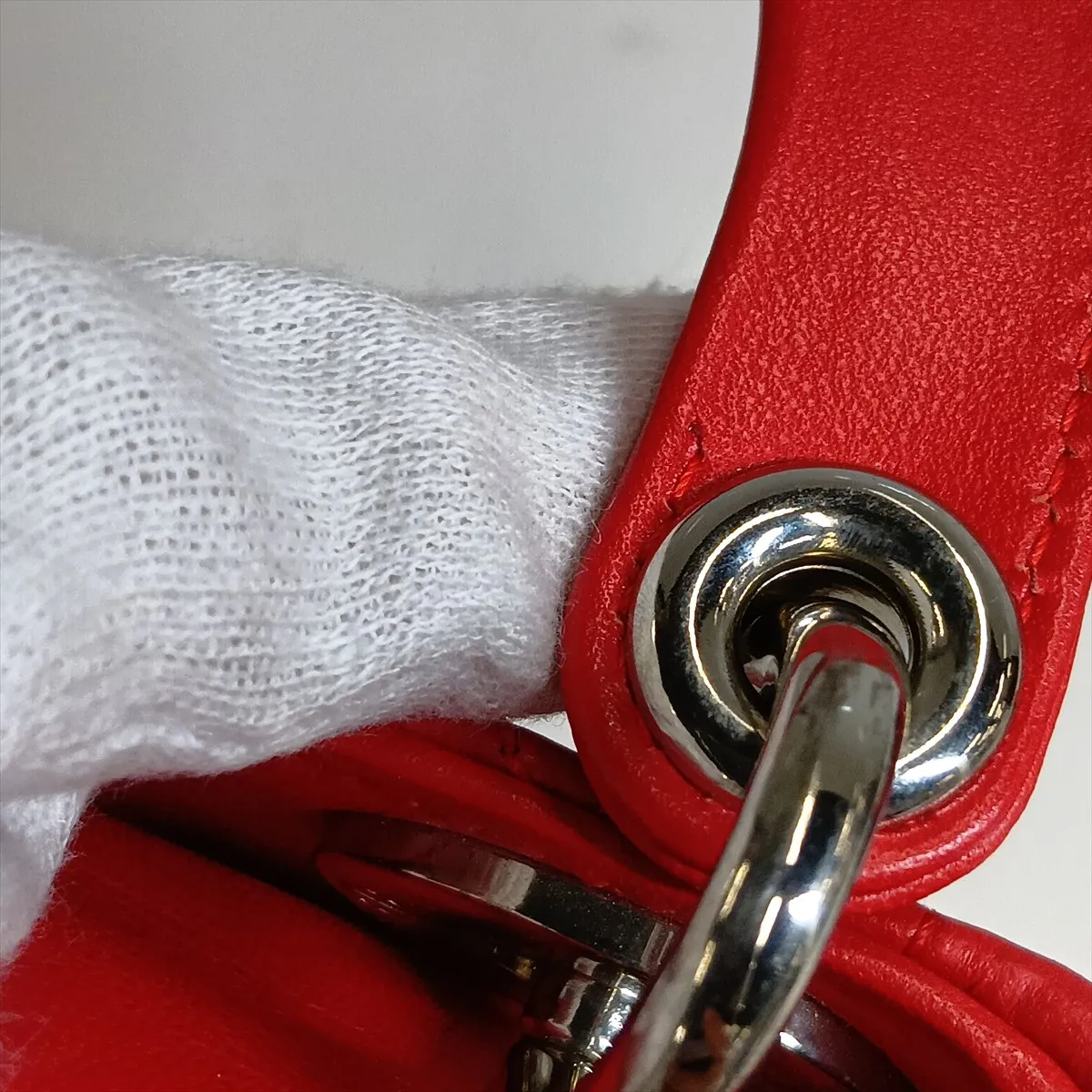 Cannage Lady Dior Mini Leather 2-Way Handbag, Red — view 12