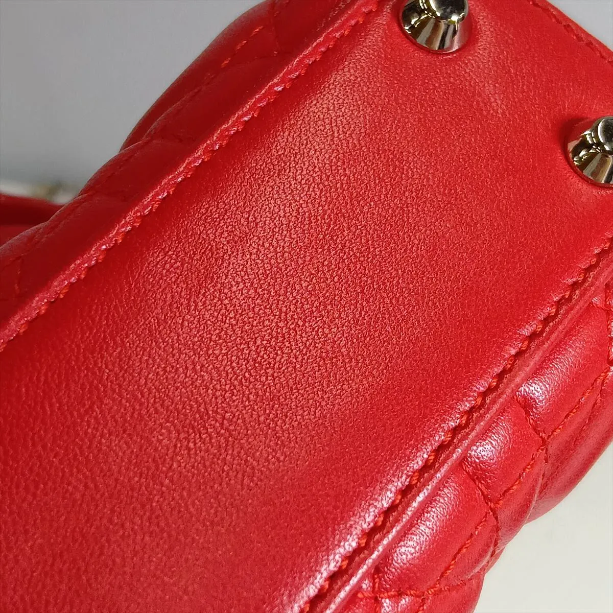 Cannage Lady Dior Mini Leather 2-Way Handbag, Red — view 14