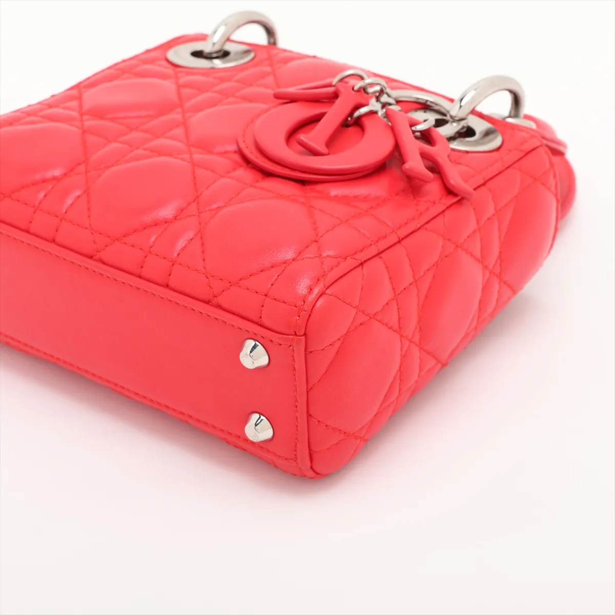 Cannage Lady Dior Mini Leather 2-Way Handbag, Red — view 3