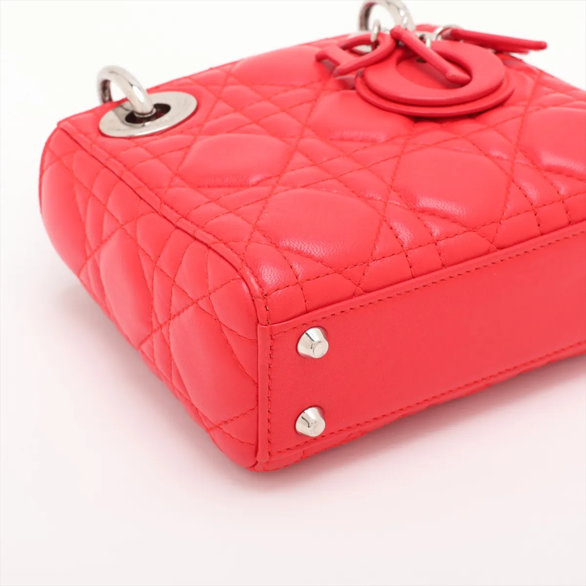 Cannage Lady Dior Mini Leather 2-Way Handbag, Red — view 4