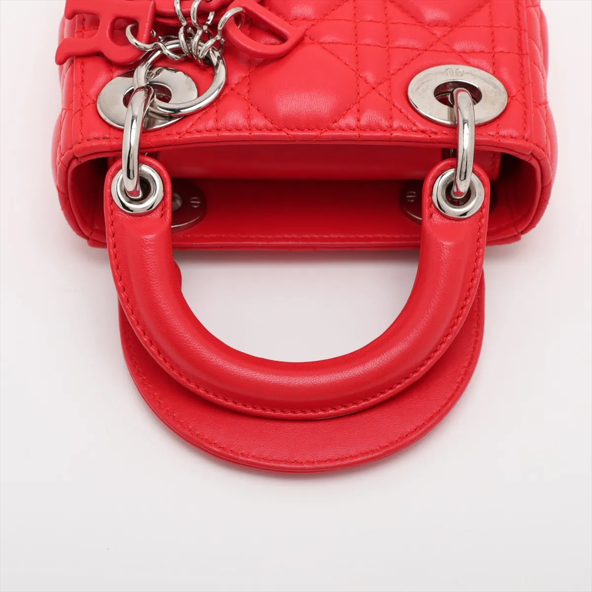 Cannage Lady Dior Mini Leather 2-Way Handbag, Red — view 5