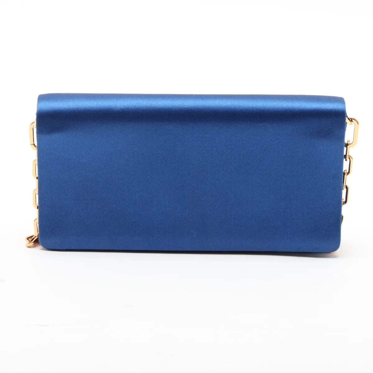 satin chain shoulder bag, blue — view 2
