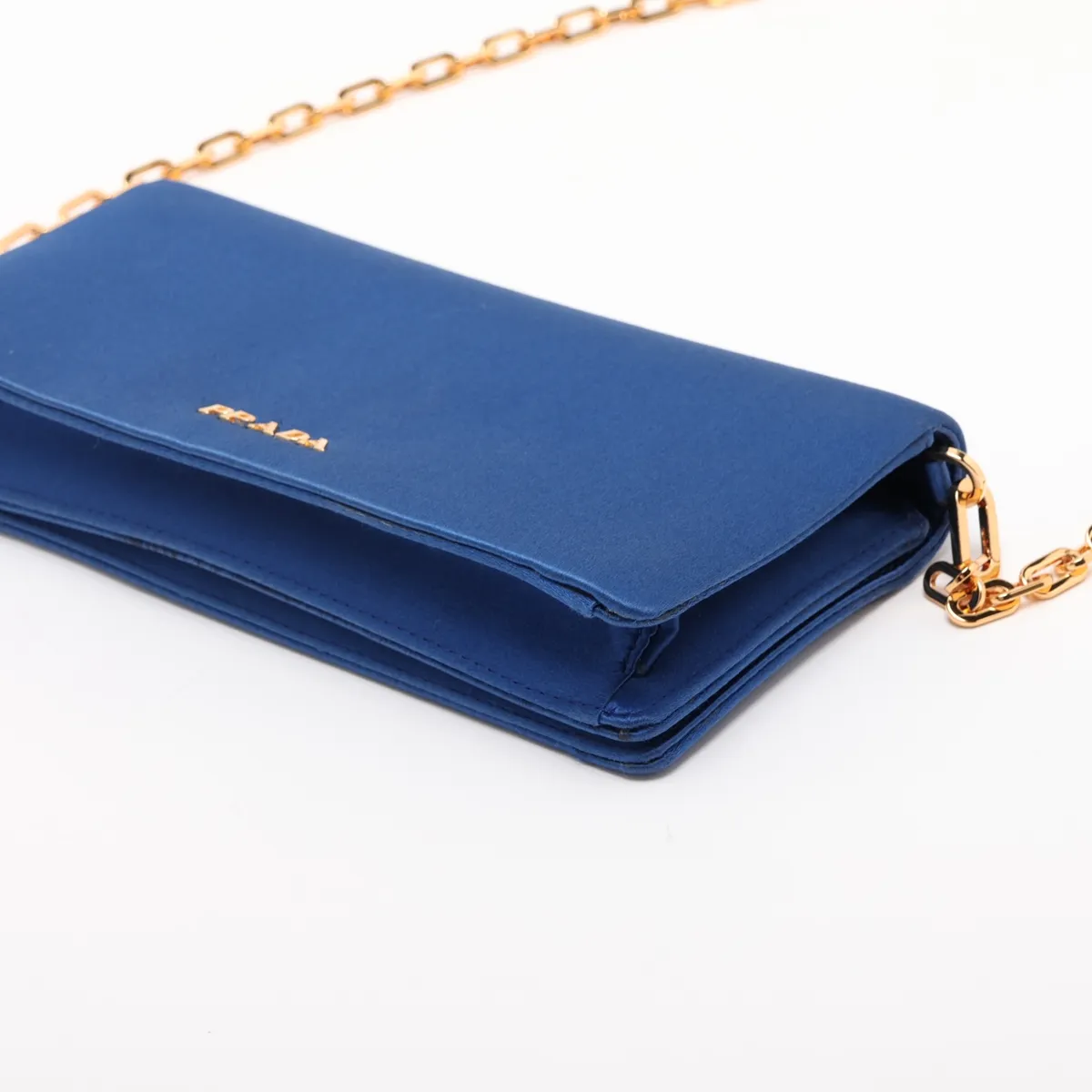 satin chain shoulder bag, blue — view 3