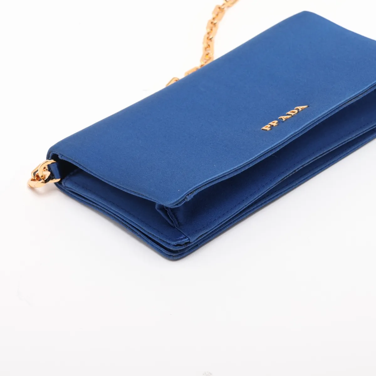 satin chain shoulder bag, blue — view 4