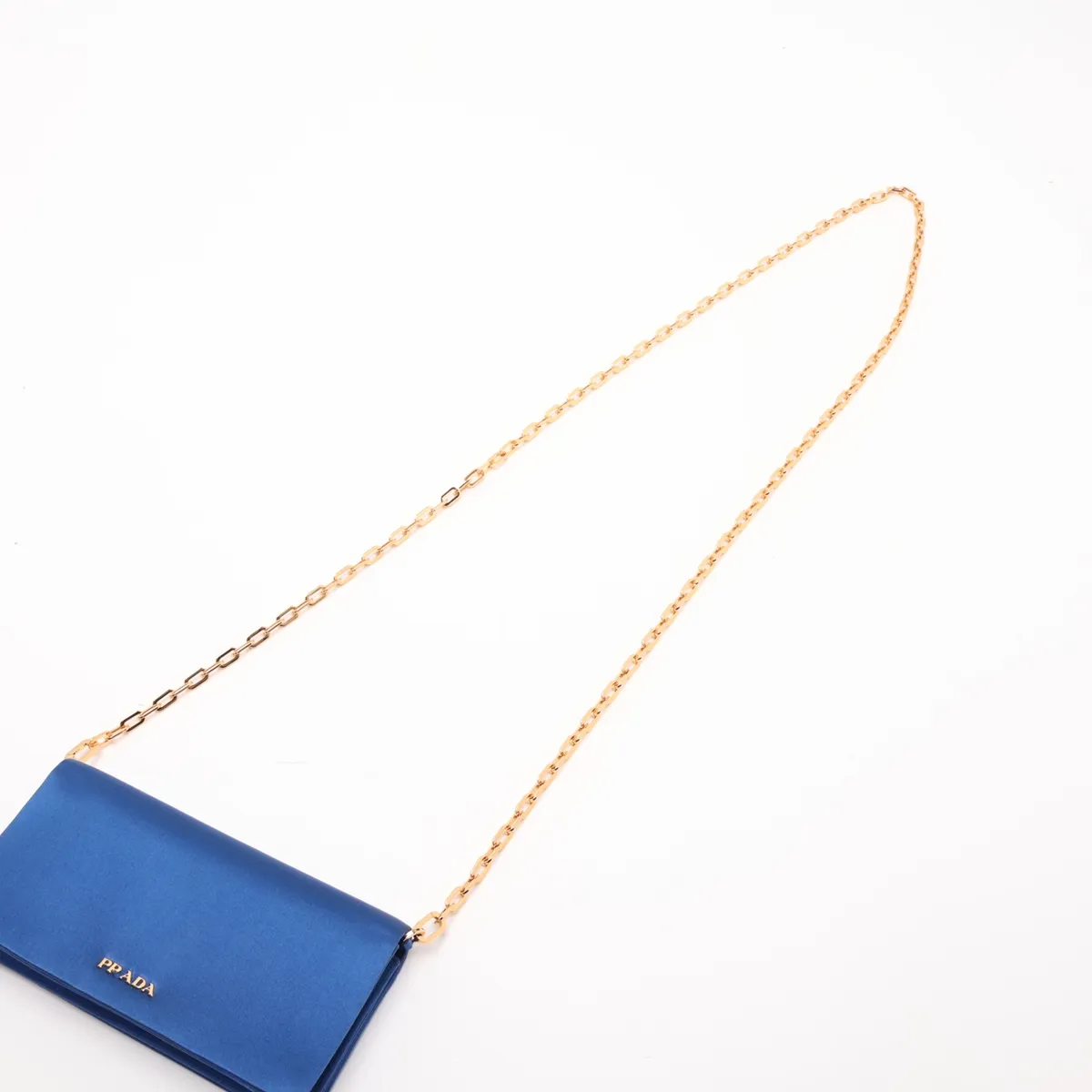 satin chain shoulder bag, blue — view 5
